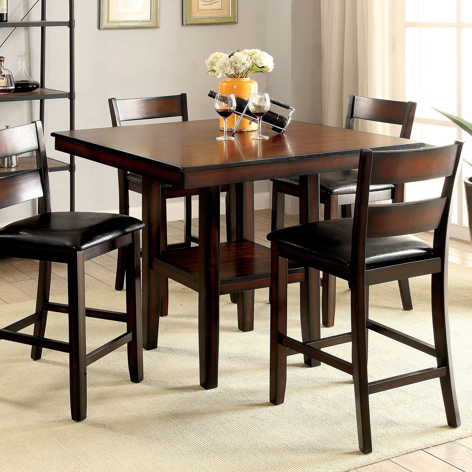 Black counter height kitchen table set sale